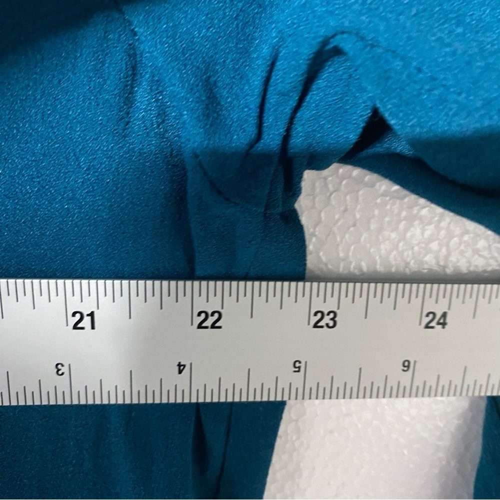 Soft Surroundings Blouse Women 2X Blue Button Front Long Sleeve Ruffle Cuffs - Picture 8 of 8